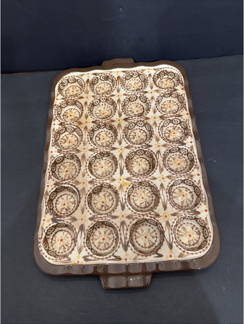 Temptations by Tara Floral Old World Brown 24 Muffin - Cupcake Pan